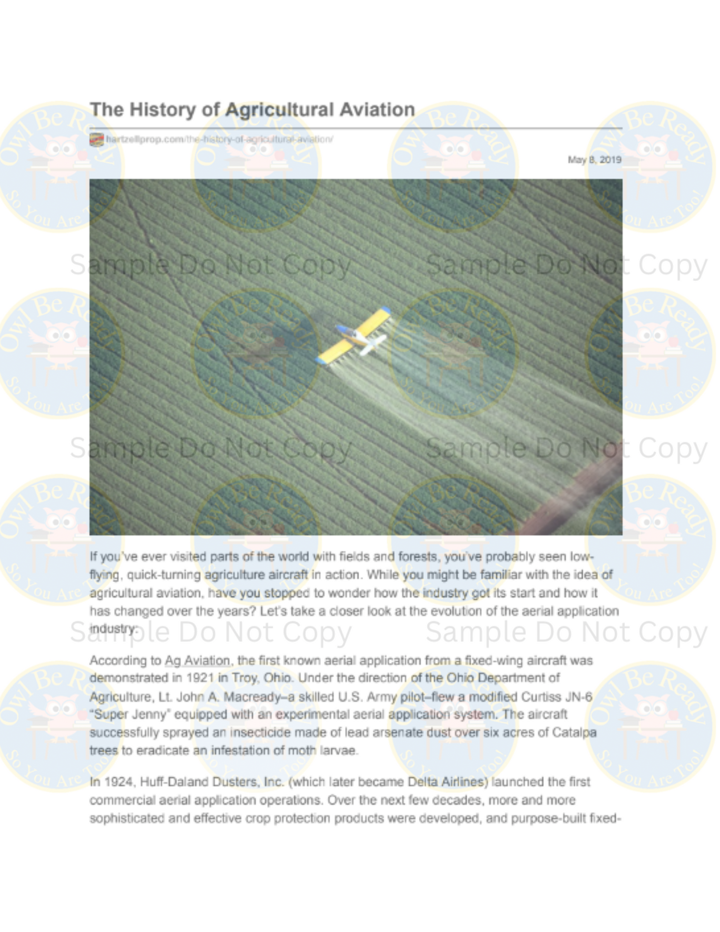 Single Day Lesson- August! National Aviation Day