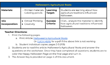 Halloween-October Sub Plan
