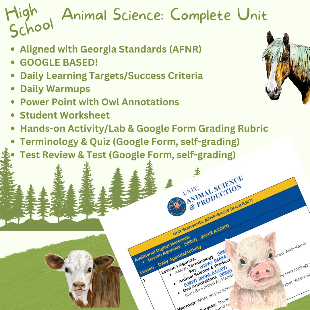 HS. Animal Science & Production Unit(7 days) – OwlBeReady